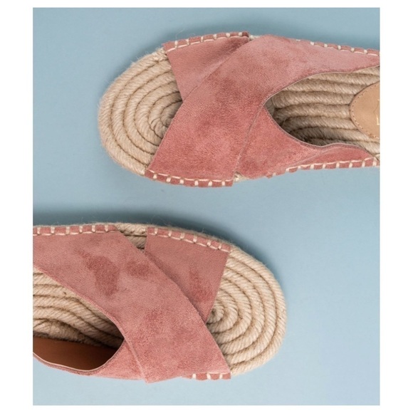 ELLA Suede Criss Cross Espadrilles in Rose - Picture 1 of 4
